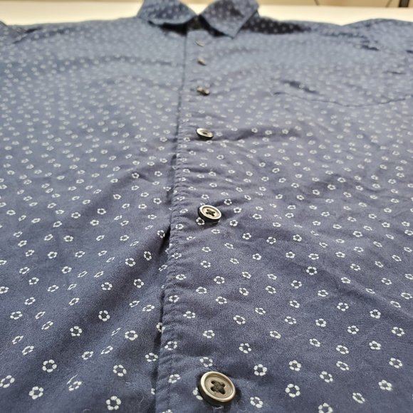 Uniqlo Shirt Men Large Navy Blue Regular Fit Short Sleeve Casual Button Up - Picture 3 of 12